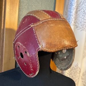 Hutch Vintage Leather Helmet in Red and Brown
